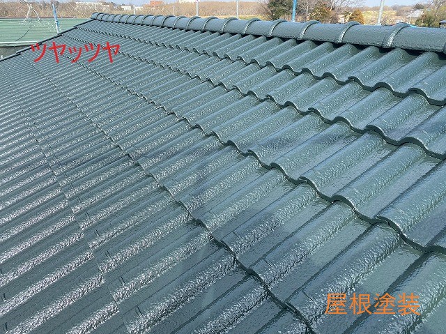 吉川市築16年セメント瓦の屋根塗装です！素敵なお色に仕上がりました～